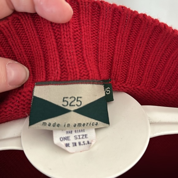 525 America made in the USA poncho sweater pocket red O/S - Picture 6 of 7